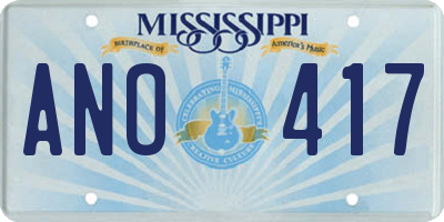 MS license plate ANO417