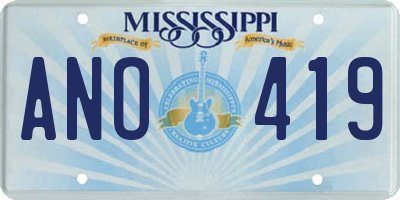 MS license plate ANO419