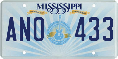 MS license plate ANO433