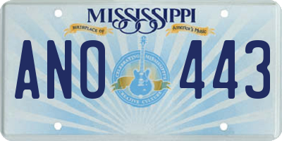 MS license plate ANO443