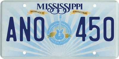 MS license plate ANO450