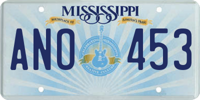 MS license plate ANO453