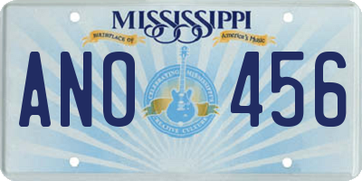 MS license plate ANO456