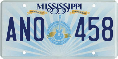 MS license plate ANO458