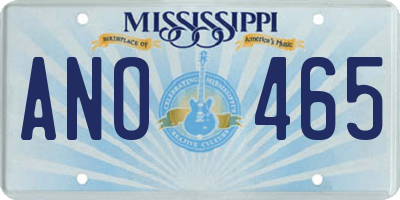 MS license plate ANO465