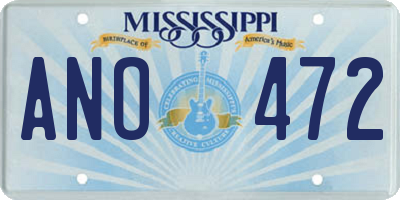 MS license plate ANO472