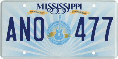 MS license plate ANO477