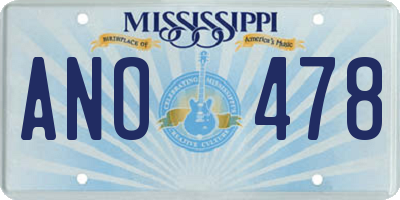 MS license plate ANO478
