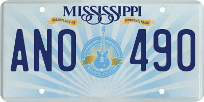 MS license plate ANO490