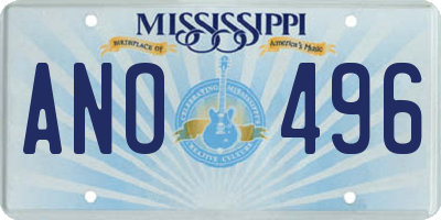 MS license plate ANO496