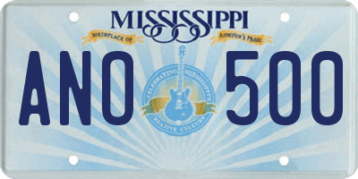 MS license plate ANO500