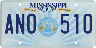 MS license plate ANO510