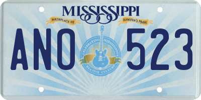 MS license plate ANO523