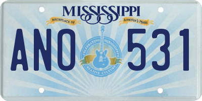 MS license plate ANO531