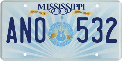 MS license plate ANO532