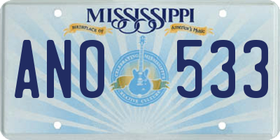 MS license plate ANO533