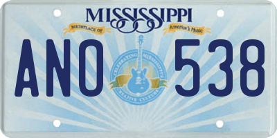MS license plate ANO538