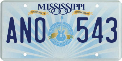 MS license plate ANO543