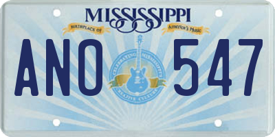 MS license plate ANO547
