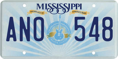 MS license plate ANO548