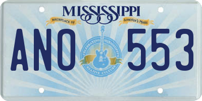 MS license plate ANO553