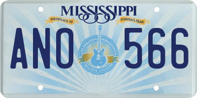 MS license plate ANO566