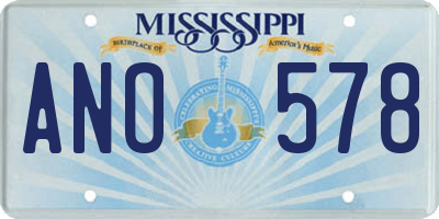 MS license plate ANO578