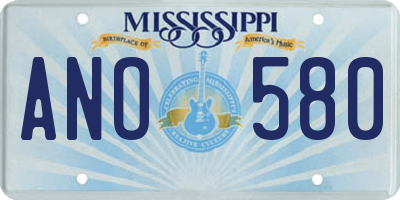 MS license plate ANO580