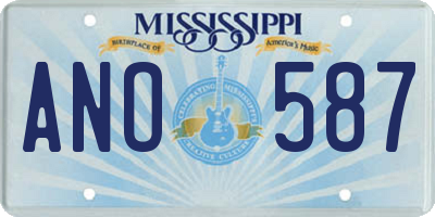 MS license plate ANO587