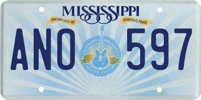 MS license plate ANO597