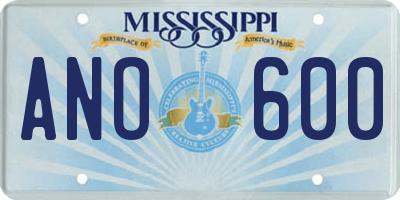 MS license plate ANO600