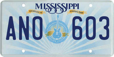 MS license plate ANO603