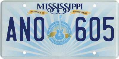 MS license plate ANO605