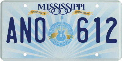 MS license plate ANO612