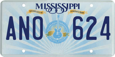 MS license plate ANO624