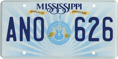 MS license plate ANO626