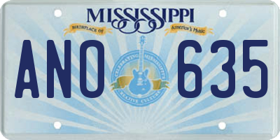 MS license plate ANO635