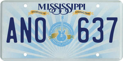 MS license plate ANO637