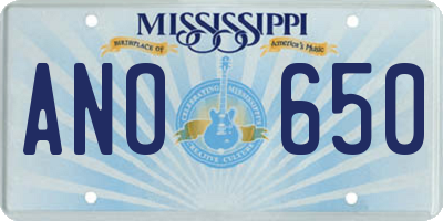 MS license plate ANO650