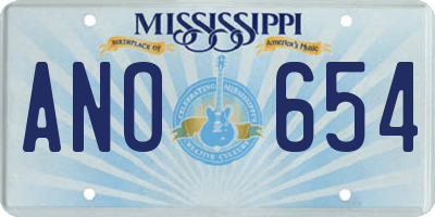 MS license plate ANO654