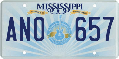 MS license plate ANO657