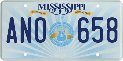 MS license plate ANO658