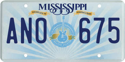 MS license plate ANO675