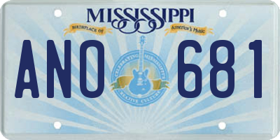 MS license plate ANO681