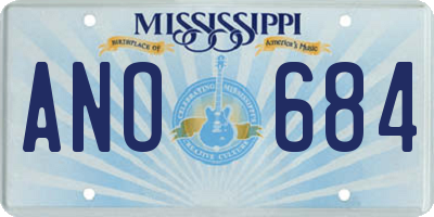 MS license plate ANO684