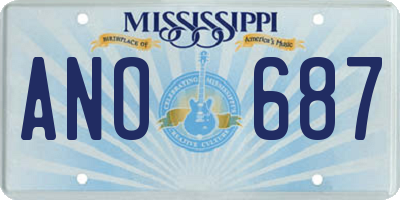 MS license plate ANO687