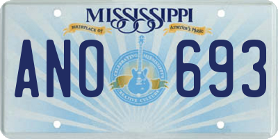 MS license plate ANO693