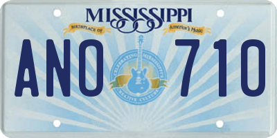 MS license plate ANO710