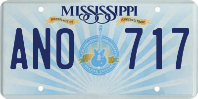 MS license plate ANO717
