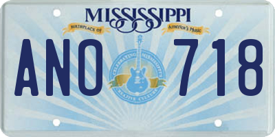MS license plate ANO718